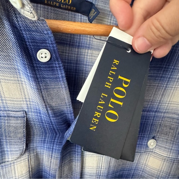 NWT Polo Ralph Lauren blue Plaid Long Sleeve button down dress Size 8 - Picture 7 of 10